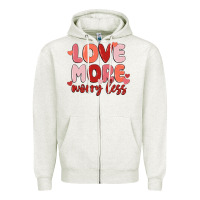 Oatmeal Heather love more worry less Zipper Hoodie - MaliasSmallBusiness