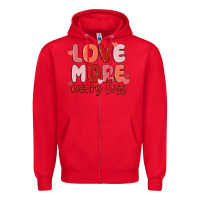 Red love more worry less Zipper Hoodie - MaliasSmallBusiness