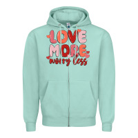 Seafoam love more worry less Zipper Hoodie - MaliasSmallBusiness