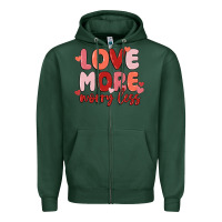 Sports Green love more worry less Zipper Hoodie - MaliasSmallBusiness