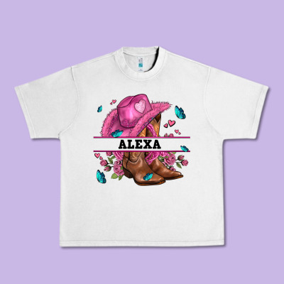 Pink Costom Name Cowgirl Hat And Roses Urban Heavy Tee Designed By Adodesignshop