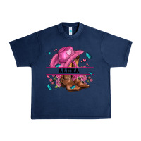 Navy pink costom name cowgirl hat and roses Urban Heavy Tee - AdoDesignShop