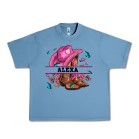 Pebble Blue pink costom name cowgirl hat and roses Urban Heavy Tee - AdoDesignShop