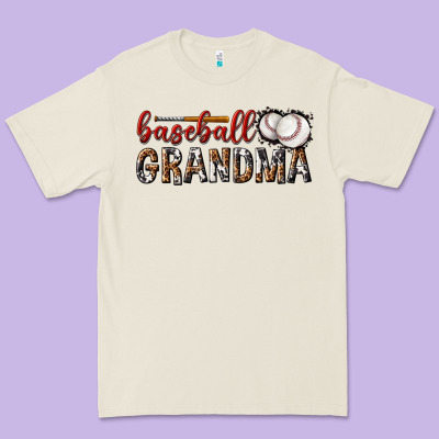 Premium Tee baseball grandma with leopard
