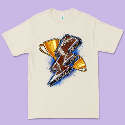 Football Lightning Bolt Premium Tee Designed By Zillion Design Studio