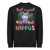 Black just a girl who loves hippos Heavyweight Sweatshirt - Artiststas