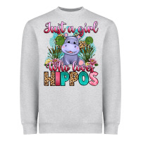 Heather Grey just a girl who loves hippos Heavyweight Sweatshirt - Artiststas