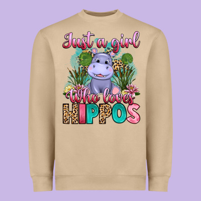 Just A Girl Who Loves Hippos Heavyweight Sweatshirt Designed By Artiststas
