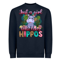 Navy just a girl who loves hippos Heavyweight Sweatshirt - Artiststas