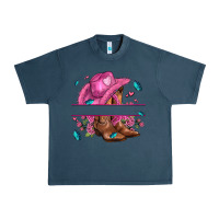 Midnight Navy pink cowgirl hat and roses Urban Heavy Tee - AdoDesignShop