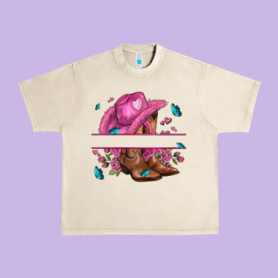 Pink Cowgirl Hat And Roses Urban Heavy Tee Designed By Adodesignshop