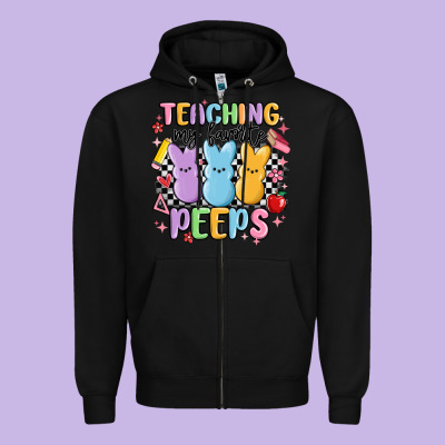 Teaching My Favorite Peeps Zipper Hoodie Designed By Maliassmallbusiness