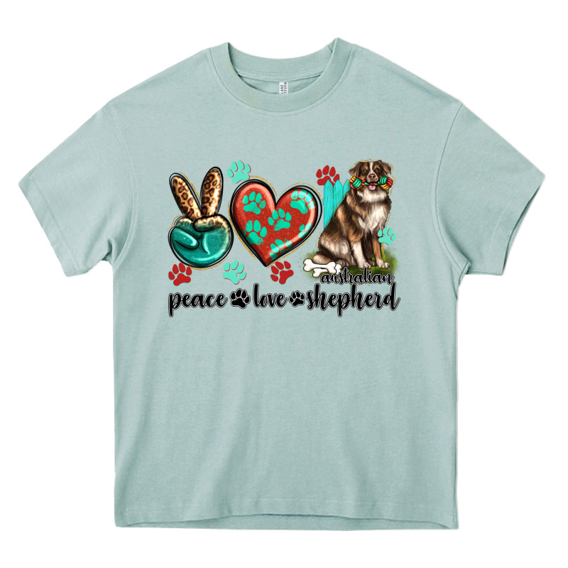 Peace Love Australian Shepherd Heavy Core Tee by texasbilliewilder | Teevron