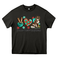 Asphalt peace love australian shepherd Heavy Core Tee - texasbilliewilder