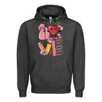 Charcoal Heather love teacher Zipper Hoodie - MaliasSmallBusiness