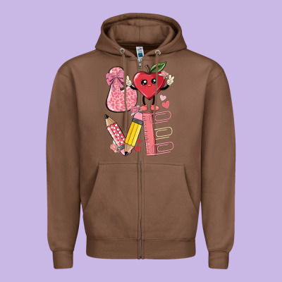 Love Teacher Zipper Hoodie Designed By Maliassmallbusiness