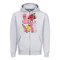 Heather Grey love teacher Zipper Hoodie - MaliasSmallBusiness