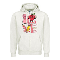 Oatmeal Heather love teacher Zipper Hoodie - MaliasSmallBusiness