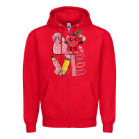 Red love teacher Zipper Hoodie - MaliasSmallBusiness