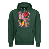 Sports Green love teacher Zipper Hoodie - MaliasSmallBusiness