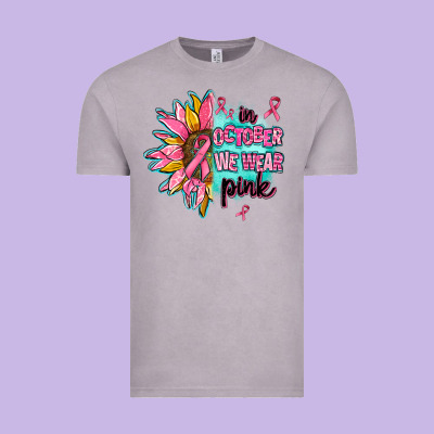 Sunflower In October We Wear Pink Vintage Tee Designed By Adodesignshop