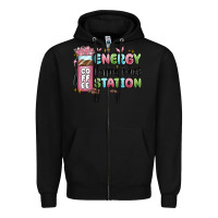 Black energy coffee fuel station Zipper Hoodie - MaliasSmallBusiness