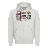 Dove Grey energy coffee fuel station Zipper Hoodie - MaliasSmallBusiness