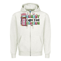 Oatmeal Heather energy coffee fuel station Zipper Hoodie - MaliasSmallBusiness