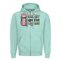 Seafoam energy coffee fuel station Zipper Hoodie - MaliasSmallBusiness