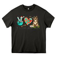 Asphalt peace love collie Heavy Core Tee - texasbilliewilder
