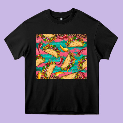 Mexican Taco Paper Glitter Leopard Wooden Heavy Core Tee Designed By Artiststas