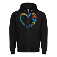 Black autism heart Zipper Hoodie - MaliasSmallBusiness
