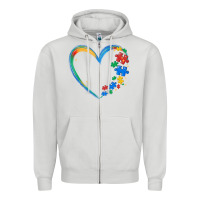 Dove Grey autism heart Zipper Hoodie - MaliasSmallBusiness