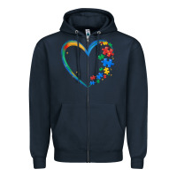 Navy autism heart Zipper Hoodie - MaliasSmallBusiness