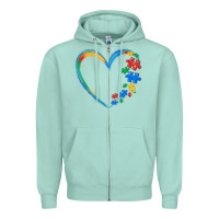 Seafoam autism heart Zipper Hoodie - MaliasSmallBusiness