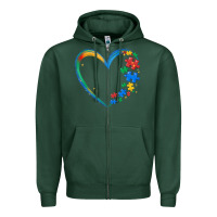 Sports Green autism heart Zipper Hoodie - MaliasSmallBusiness