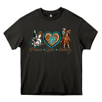 Asphalt peace love cowboy Heavy Core Tee - texasbilliewilder
