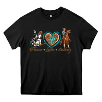 Black peace love cowboy Heavy Core Tee - texasbilliewilder