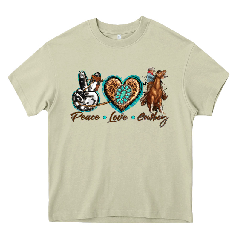 Peace Love Cowboy Heavy Core Tee by texasbilliewilder | Teevron