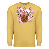 Antique Gold highland heifer easter Premium Sweatshirt - LillyAllenDesigns