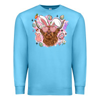 Ocean Blue highland heifer easter Premium Sweatshirt - LillyAllenDesigns