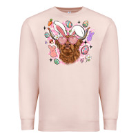 Pale Pink highland heifer easter Premium Sweatshirt - LillyAllenDesigns