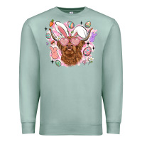 Seafoam highland heifer easter Premium Sweatshirt - LillyAllenDesigns
