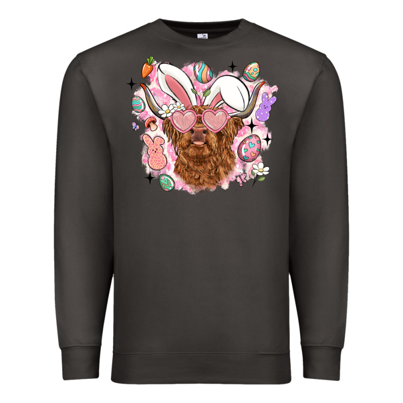 Highland Heifer Easter Premium Sweatshirt by LillyAllenDesigns | Teevron