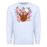 White highland heifer easter Premium Sweatshirt - LillyAllenDesigns