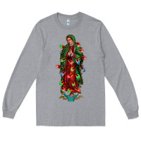 Heather Grey our lady of Guadalupe Christmas Long Sleeve Tee - Jasminsmagicworld