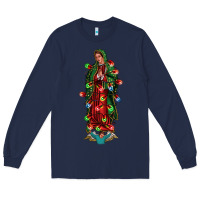 Navy our lady of Guadalupe Christmas Long Sleeve Tee - Jasminsmagicworld