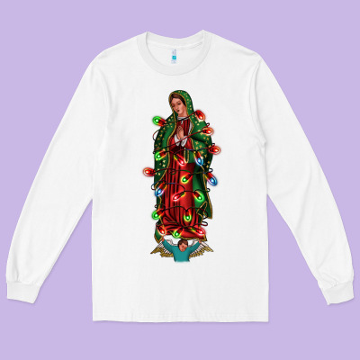 Our Lady Of Guadalupe Christmas Long Sleeve Tee Designed By Jasminsmagicworld
