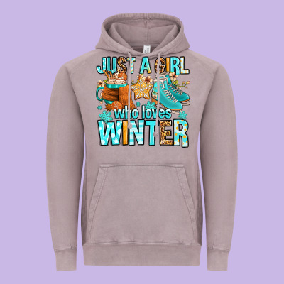Just A Girl Who Loves Winter Vintage Hoodie Designed By Fadigitalartstudio