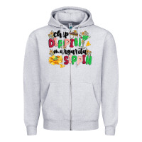 Heather Grey chip dippin' margarita sippin Zipper Hoodie - MaliasSmallBusiness
